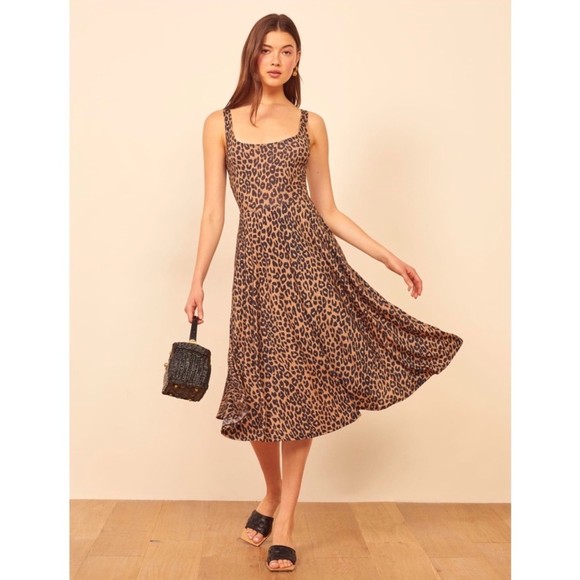 Reformation Dresses & Skirts - NEW Reformation Rou Knit Midi Dress with Pockets in Cougar Animal Print Medium